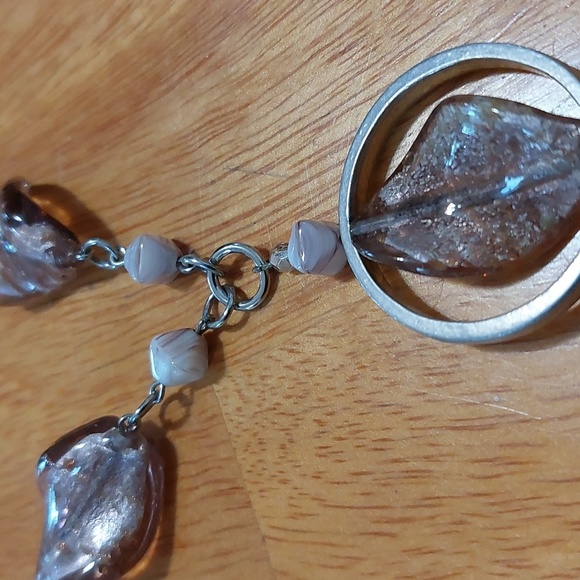 🩵5/$25 Silvertone Blush Pink Glass Bead Necklace Earring Set Leverback 18" - Picture 2 of 5